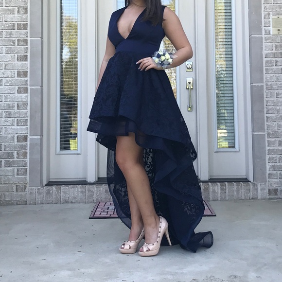 Bronx and Banco Navy High Low Gown - Picture 6 of 6
